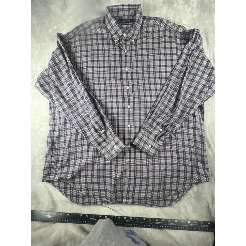 Polo Ralph Lauren Men's Blake Button Up Long Sleeve Red & Blue Plaid Size XL